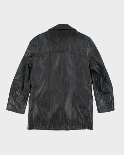 Vintage Black Leather Lined Blazer Jacket - M