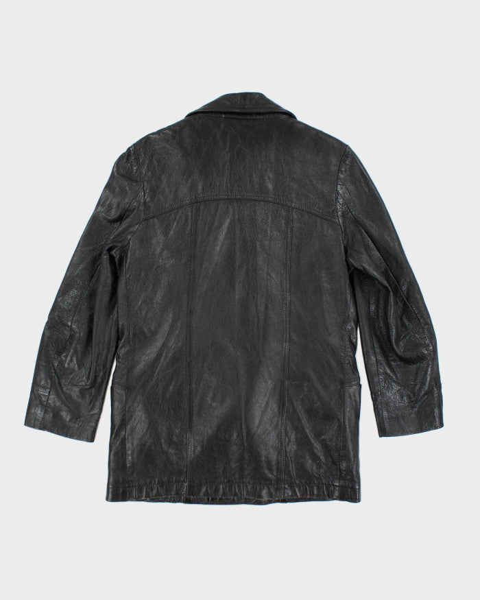 Vintage Black Leather Lined Blazer Jacket - M