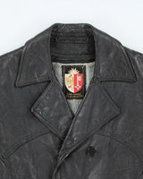 Vintage Black Leather Lined Blazer Jacket - M