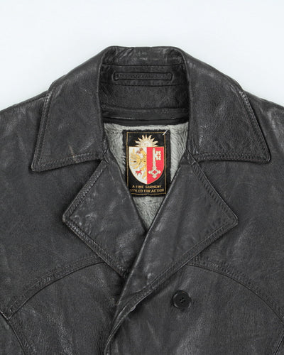 Vintage Black Leather Lined Blazer Jacket - M