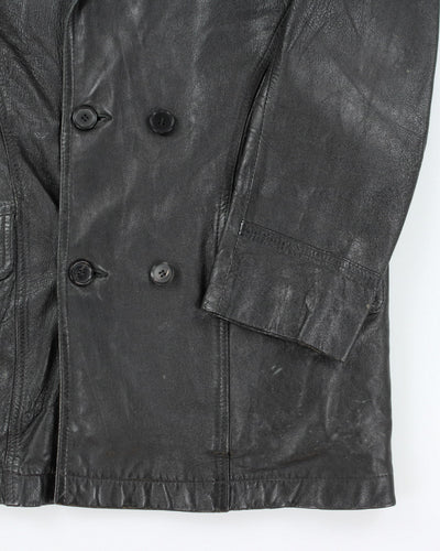 Vintage Black Leather Lined Blazer Jacket - M