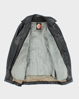 Vintage Black Leather Lined Blazer Jacket - M
