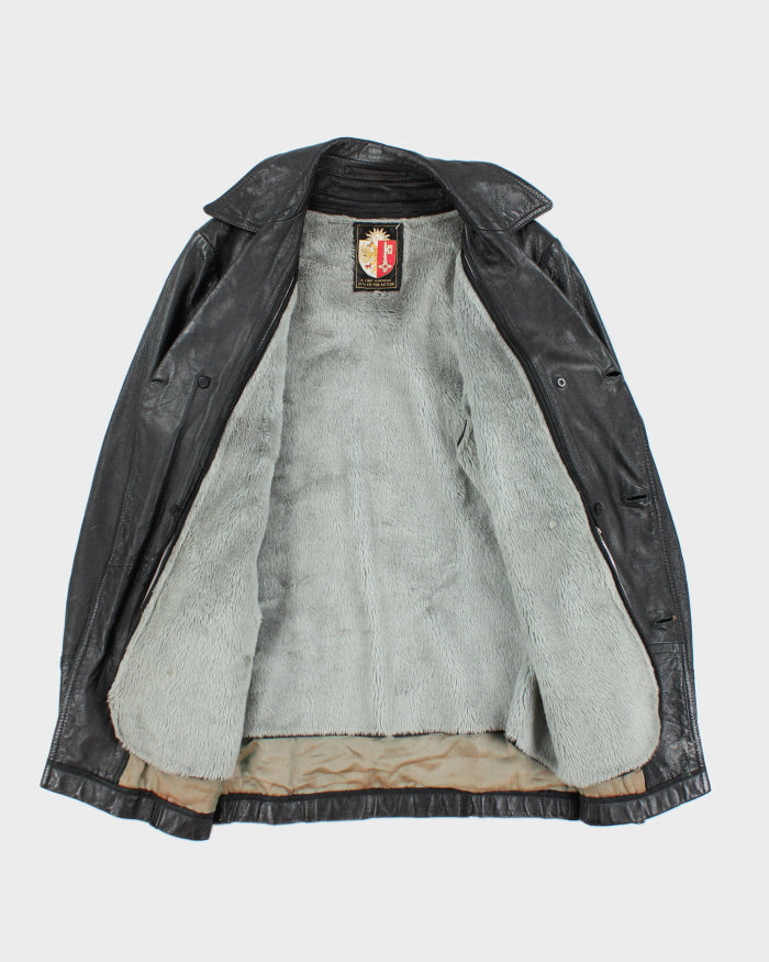 Vintage Black Leather Lined Blazer Jacket - M
