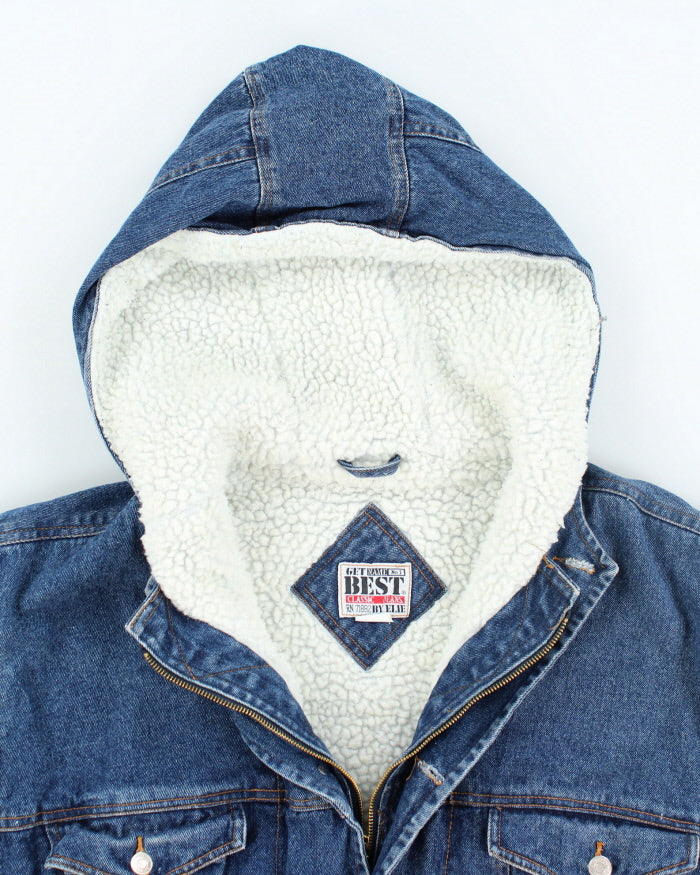 Vintage 90's Heavyweight Denim Hooded Bomber Jacket - M
