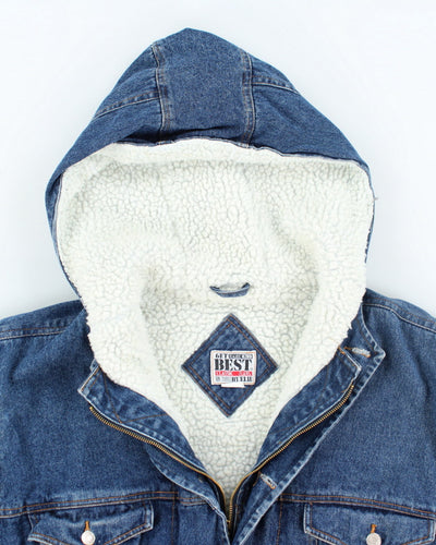Vintage 90's Heavyweight Denim Hooded Bomber Jacket - M