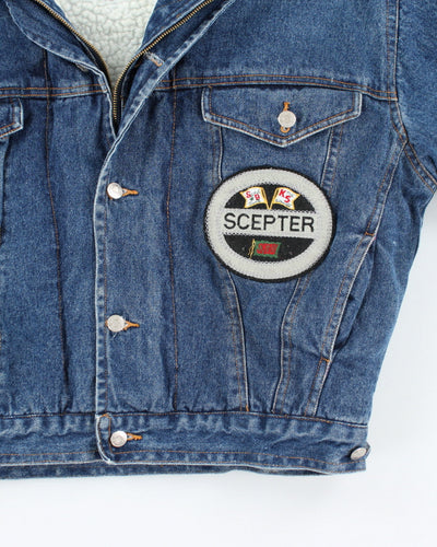 Vintage 90's Heavyweight Denim Hooded Bomber Jacket - M