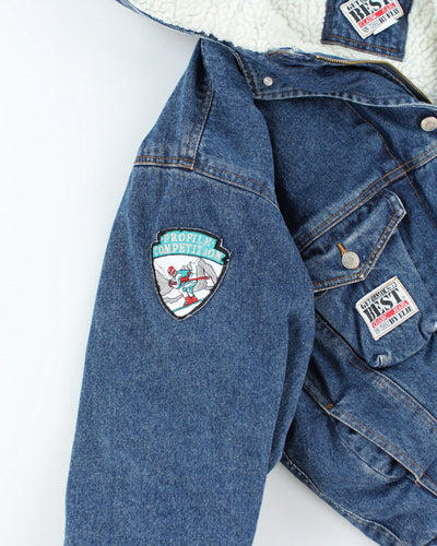 Vintage 90's Heavyweight Denim Hooded Bomber Jacket - M