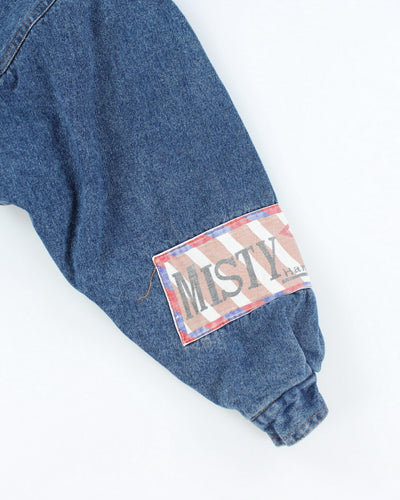 Vintage 90's Heavyweight Denim Hooded Bomber Jacket - M
