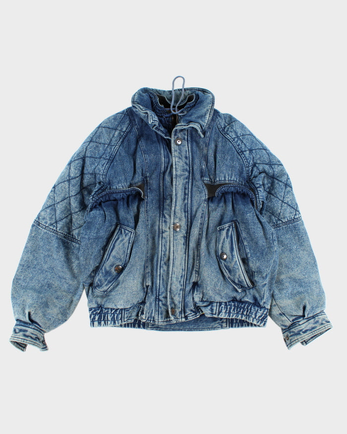 Vintage 90's Heavyweight Textured Denim Bomber Jacket - L