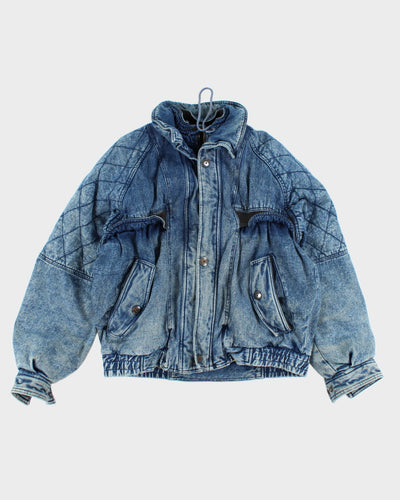 Vintage 90's Heavyweight Textured Denim Bomber Jacket - L