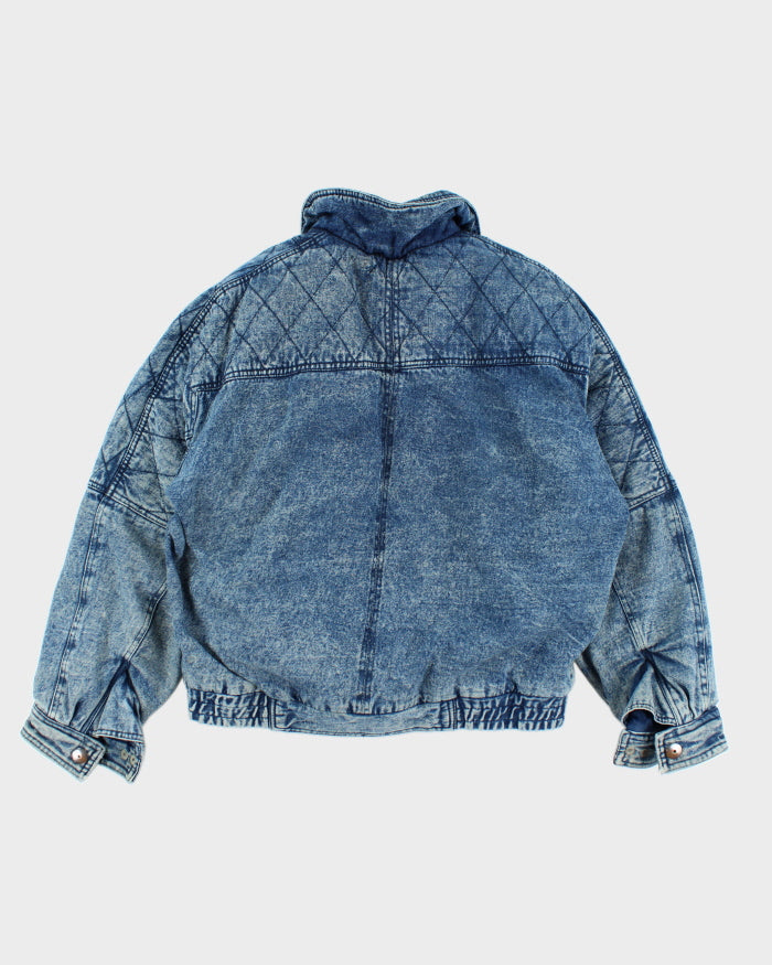 Vintage 90's Heavyweight Textured Denim Bomber Jacket - L