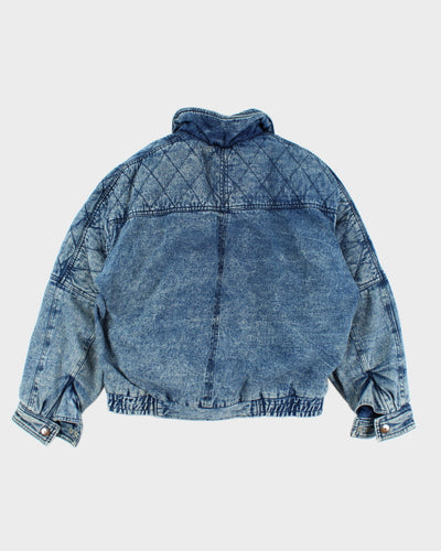 Vintage 90's Heavyweight Textured Denim Bomber Jacket - L