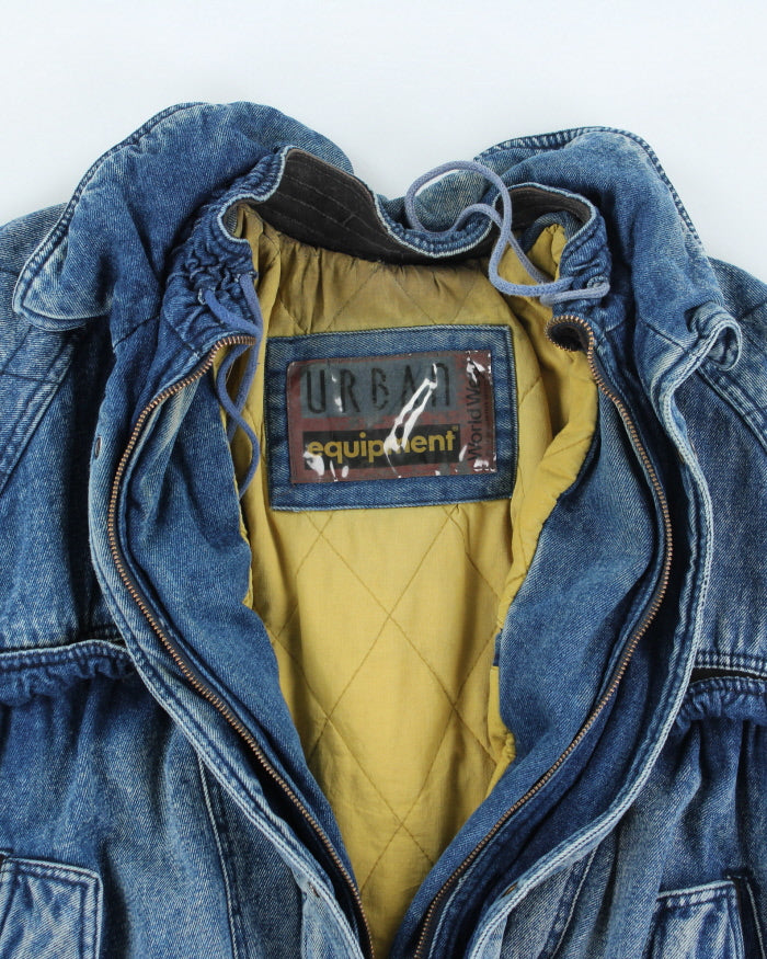 Vintage 90's Heavyweight Textured Denim Bomber Jacket - L