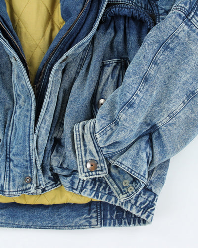 Vintage 90's Heavyweight Textured Denim Bomber Jacket - L