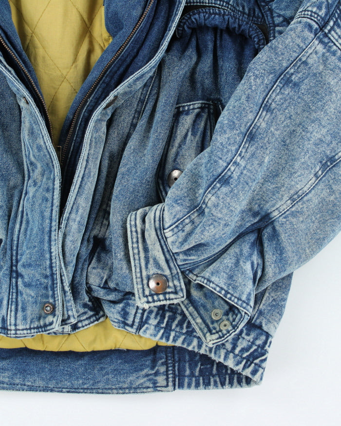 Vintage 90's Heavyweight Textured Denim Bomber Jacket - L