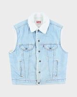 Vintage 90's Levi's Heavyweight Teddy Lined Denim Gilet - XL