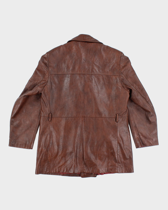 Vintage 90's Heavyweight Double Breasted Leather Jacket - L