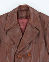 Vintage 90's Heavyweight Double Breasted Leather Jacket - L