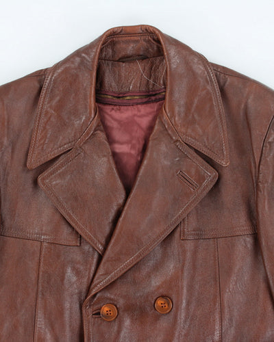 Vintage 90's Heavyweight Double Breasted Leather Jacket - L