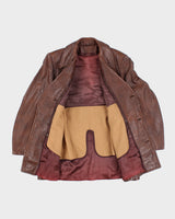 Vintage 90's Heavyweight Double Breasted Leather Jacket - L