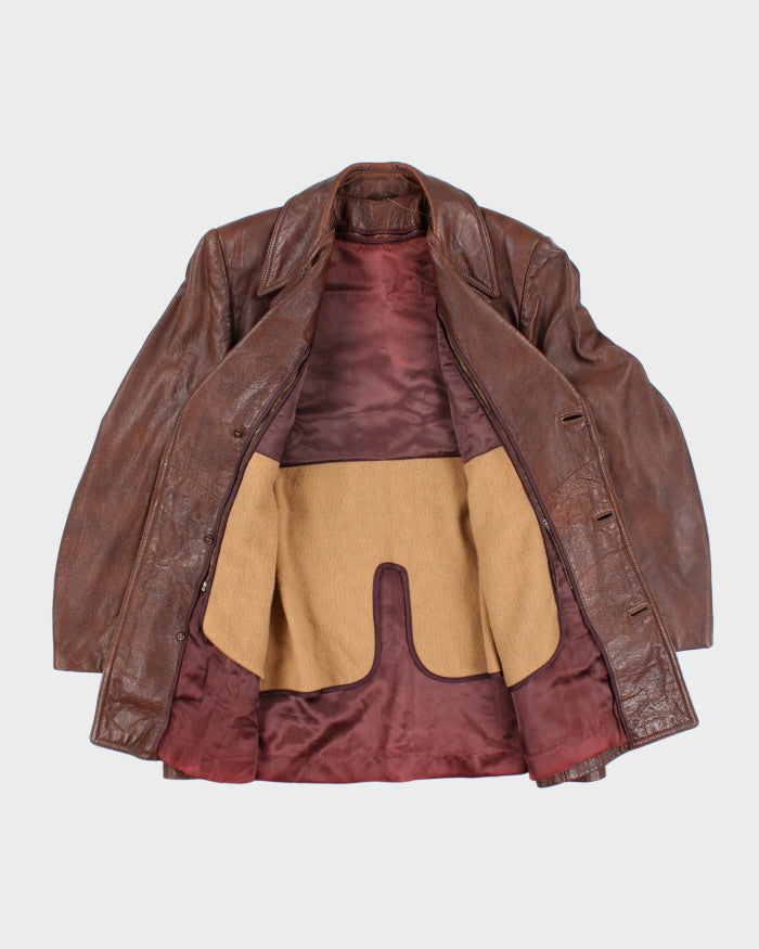 Vintage 90's Heavyweight Double Breasted Leather Jacket - L