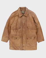 Vintage 80's Heavyweight Button Up Leather Jacket - M