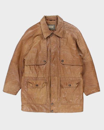 Vintage 80's Heavyweight Button Up Leather Jacket - M