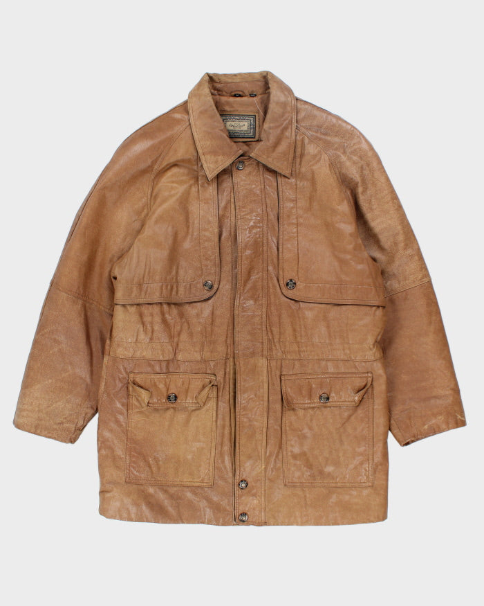 Vintage 80's Heavyweight Button Up Leather Jacket - M