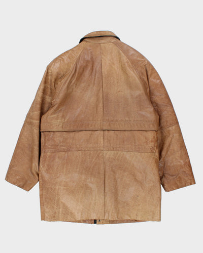 Vintage 80's Heavyweight Button Up Leather Jacket - M