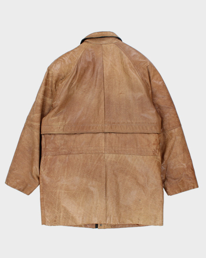 Vintage 80's Heavyweight Button Up Leather Jacket - M