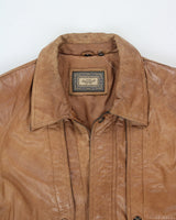 Vintage 80's Heavyweight Button Up Leather Jacket - M