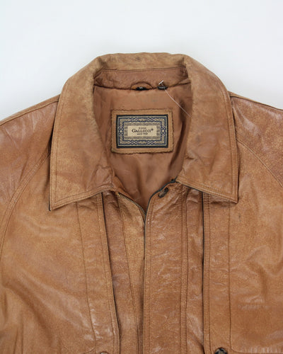 Vintage 80's Heavyweight Button Up Leather Jacket - M