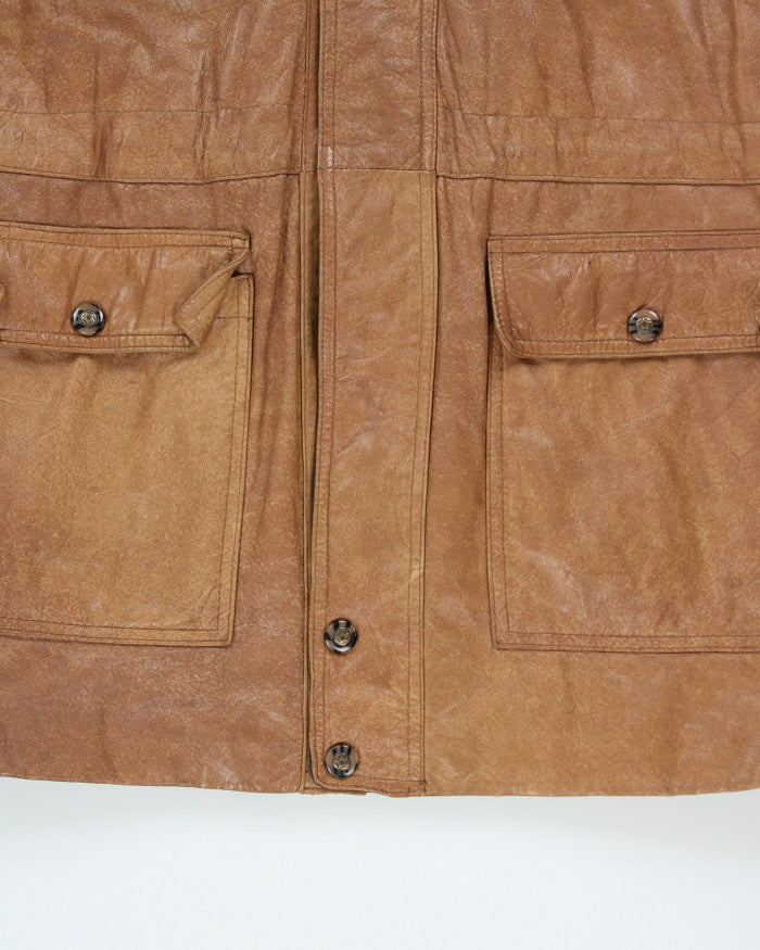 Vintage 80's Heavyweight Button Up Leather Jacket - M