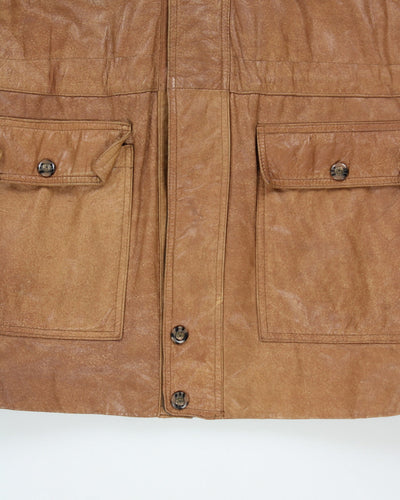 Vintage 80's Heavyweight Button Up Leather Jacket - M