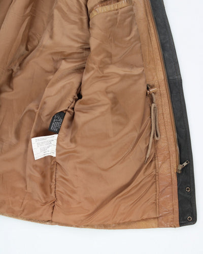 Vintage 80's Heavyweight Button Up Leather Jacket - M