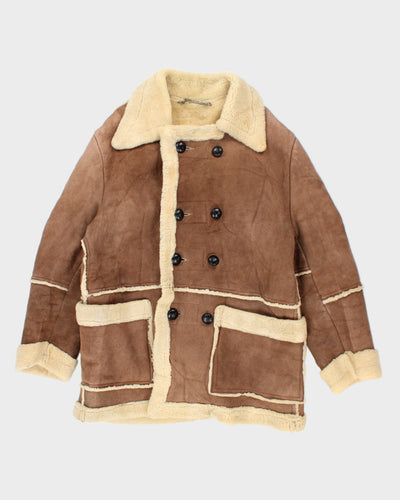 Vintage Men's Heavyweight Lined Leather Shearling Jacket - L