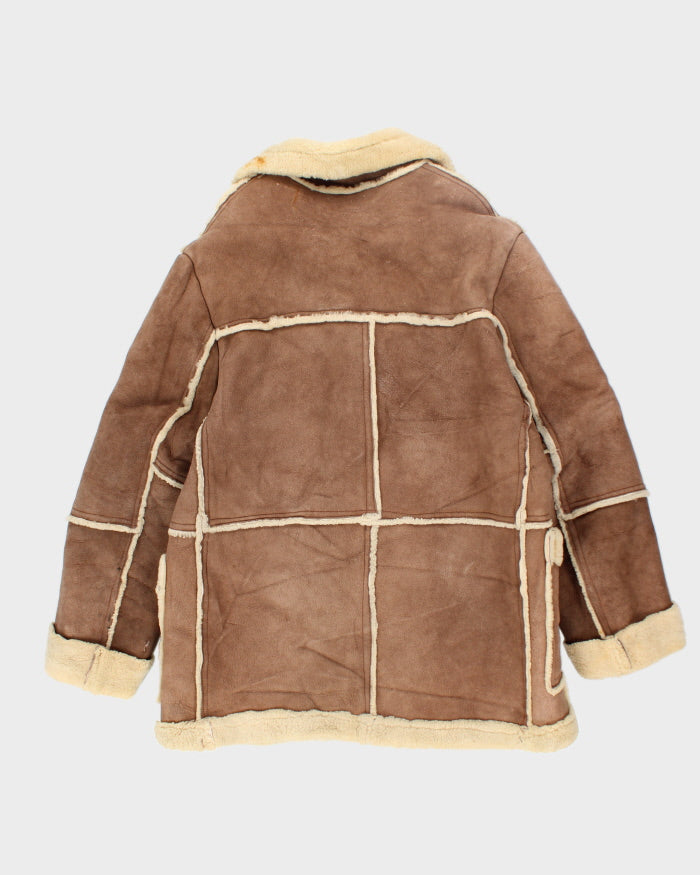 Vintage Men's Heavyweight Lined Leather Shearling Jacket - L