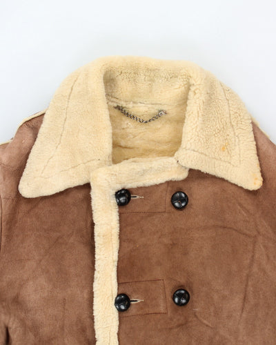 Vintage Men's Heavyweight Lined Leather Shearling Jacket - L