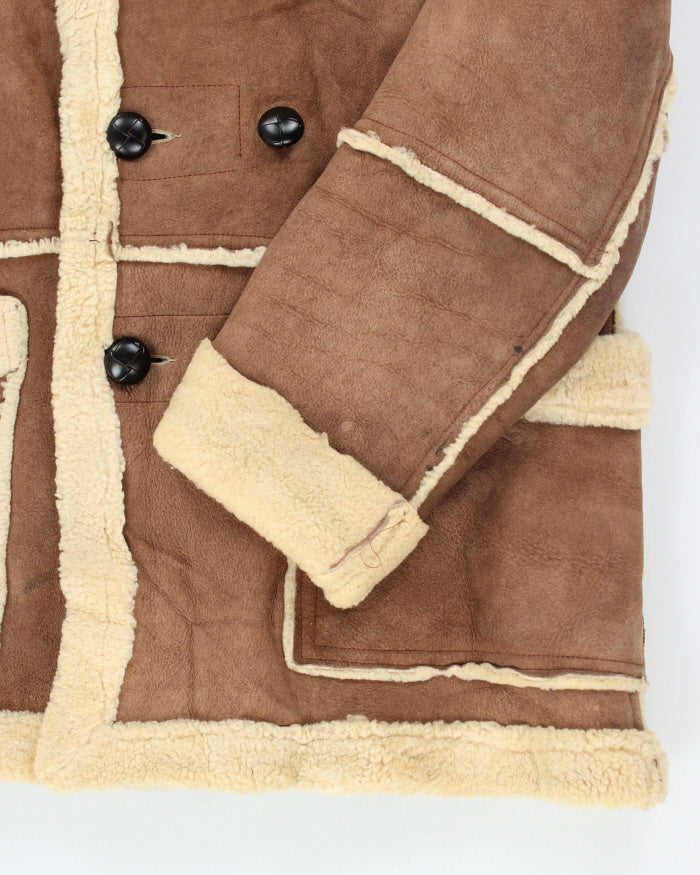 Vintage Men's Heavyweight Lined Leather Shearling Jacket - L