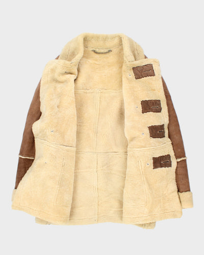 Vintage Men's Heavyweight Lined Leather Shearling Jacket - L