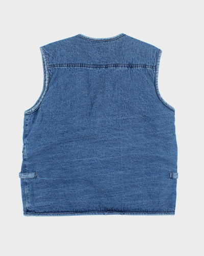 Vintage 90's Multi Pocket Lined Denim Gilet - L