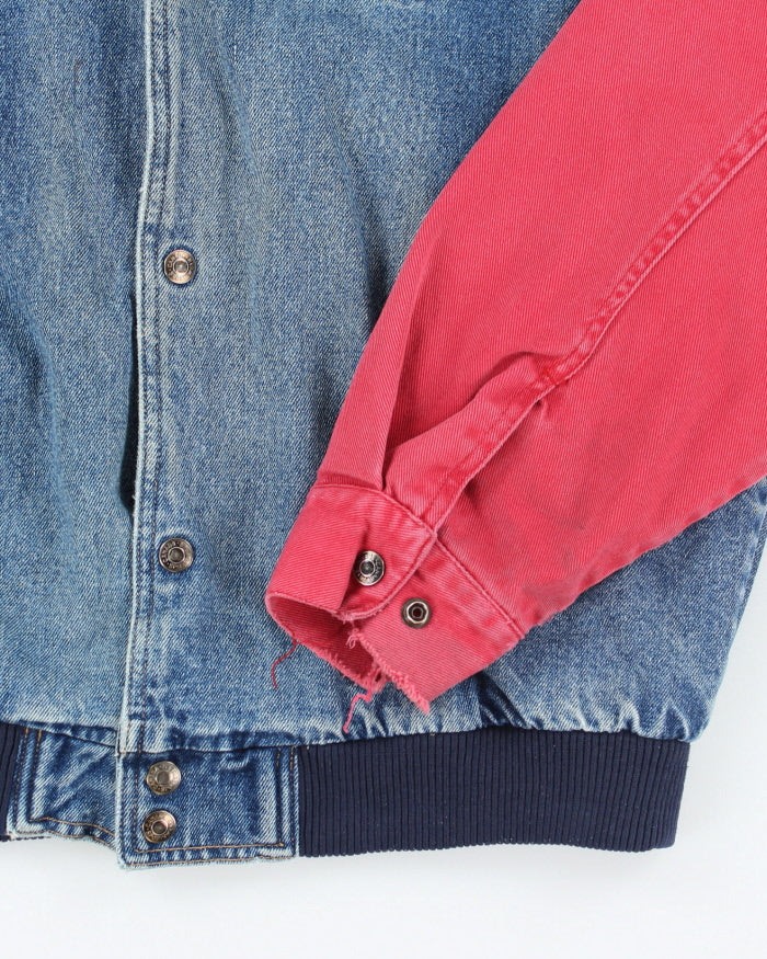 Vintage 90's Embroidered Denim Bomber Jacket - M