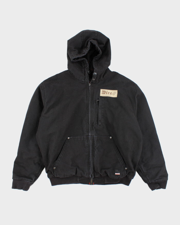 Vintage Craftsman Dice Workwear Hooded Lined Jacket - XL