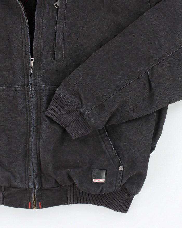 Vintage Craftsman Dice Workwear Hooded Lined Jacket - XL