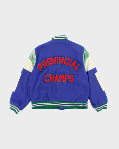 Vintage 70's Leather Embroidered Varsity Jacket - S