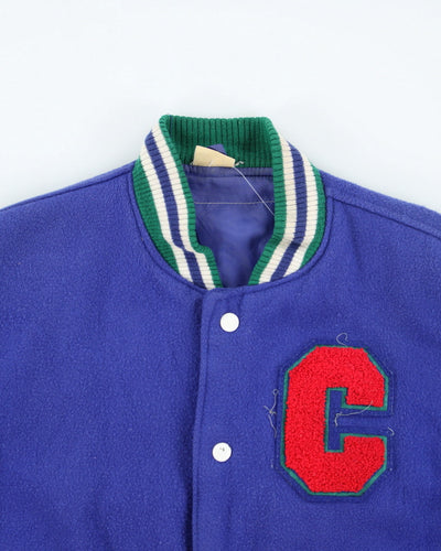 Vintage 70's Leather Embroidered Varsity Jacket - S