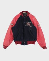 Vintage 80's Embroidered Heavyweight Varsity Jacket - M