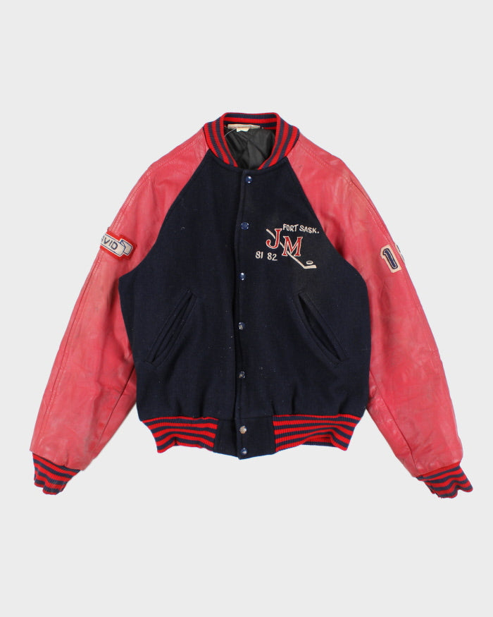 Vintage 80's Embroidered Heavyweight Varsity Jacket - M