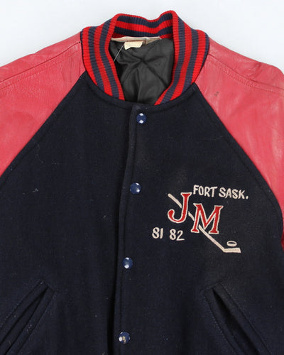 Vintage 80's Embroidered Heavyweight Varsity Jacket - M