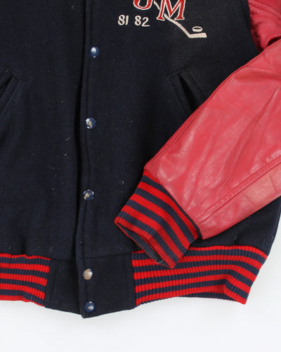 Vintage 80's Embroidered Heavyweight Varsity Jacket - M